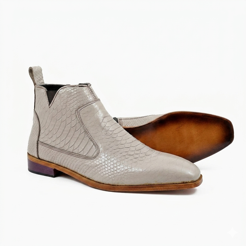 Python Skin Italian Chelsea - Off-White