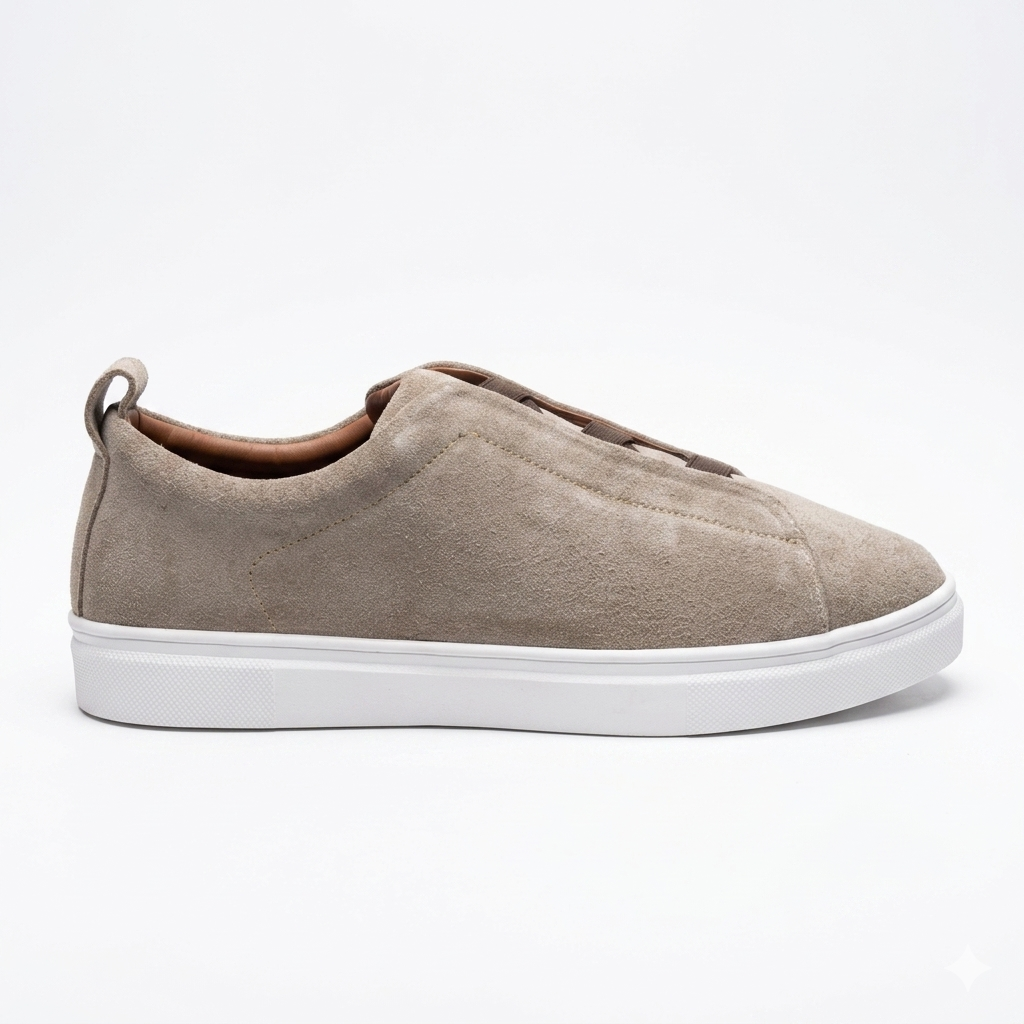 Leather Sneakers - Beige
