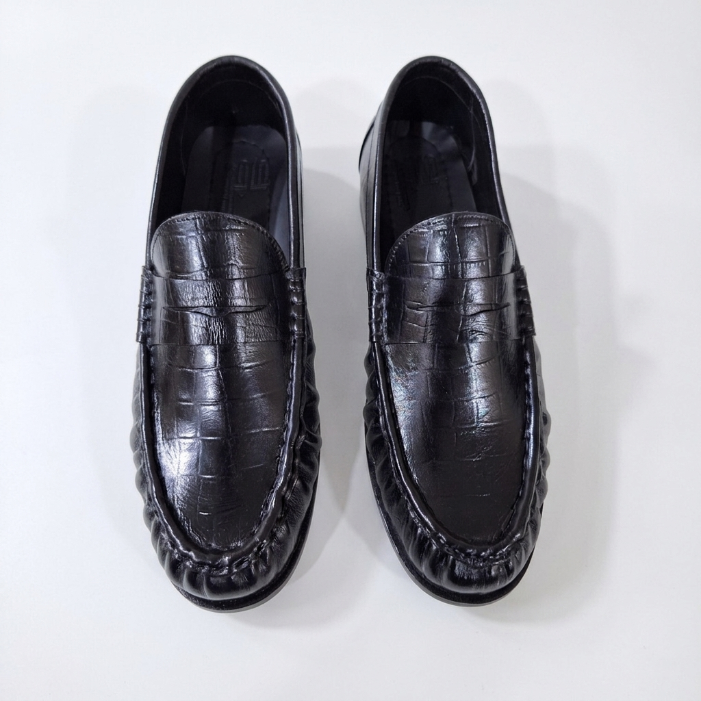 Leather Vintage Penny Loafers - Black