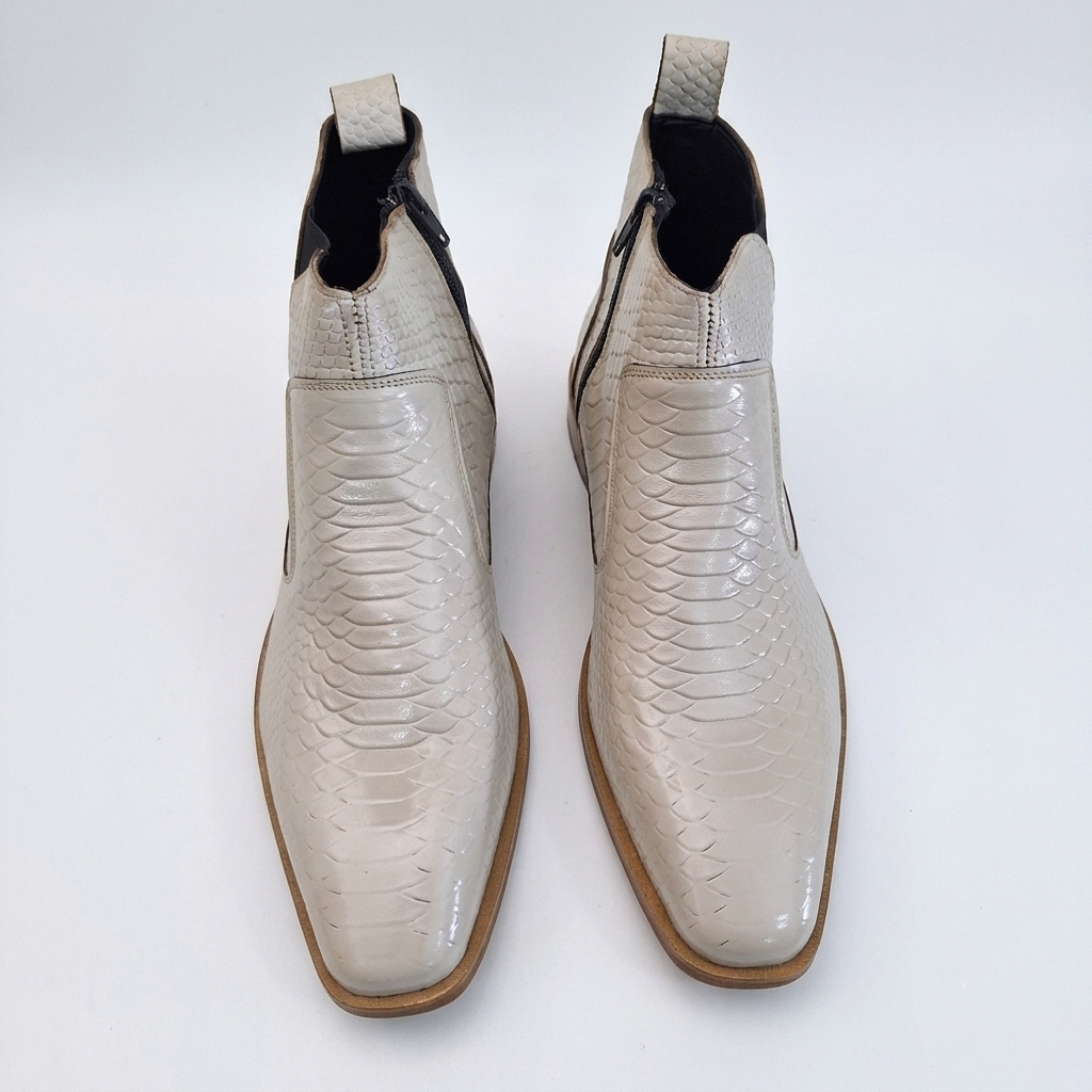 Python Skin Italian Chelsea - Off-White