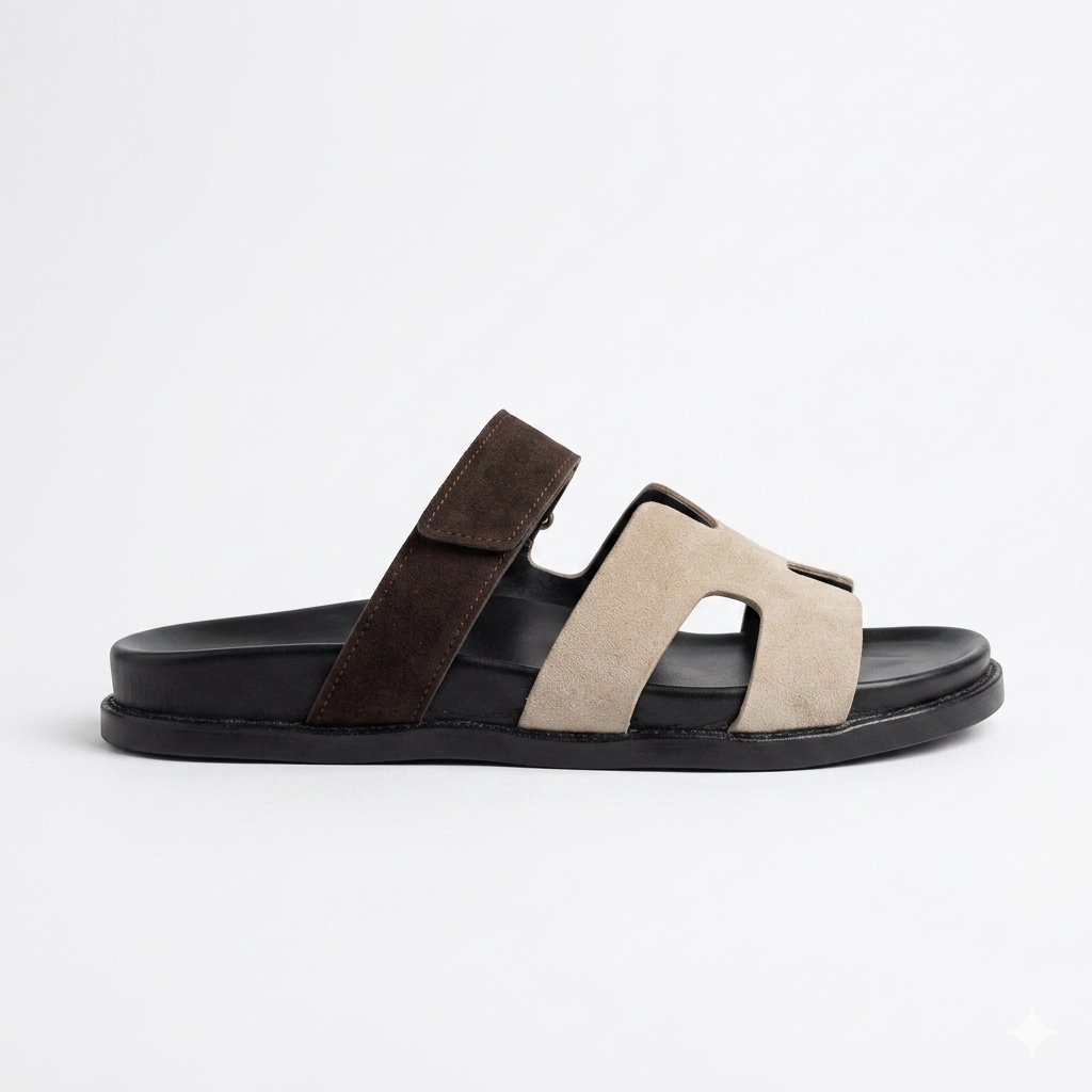 Leather Medicated Slippers - Beige