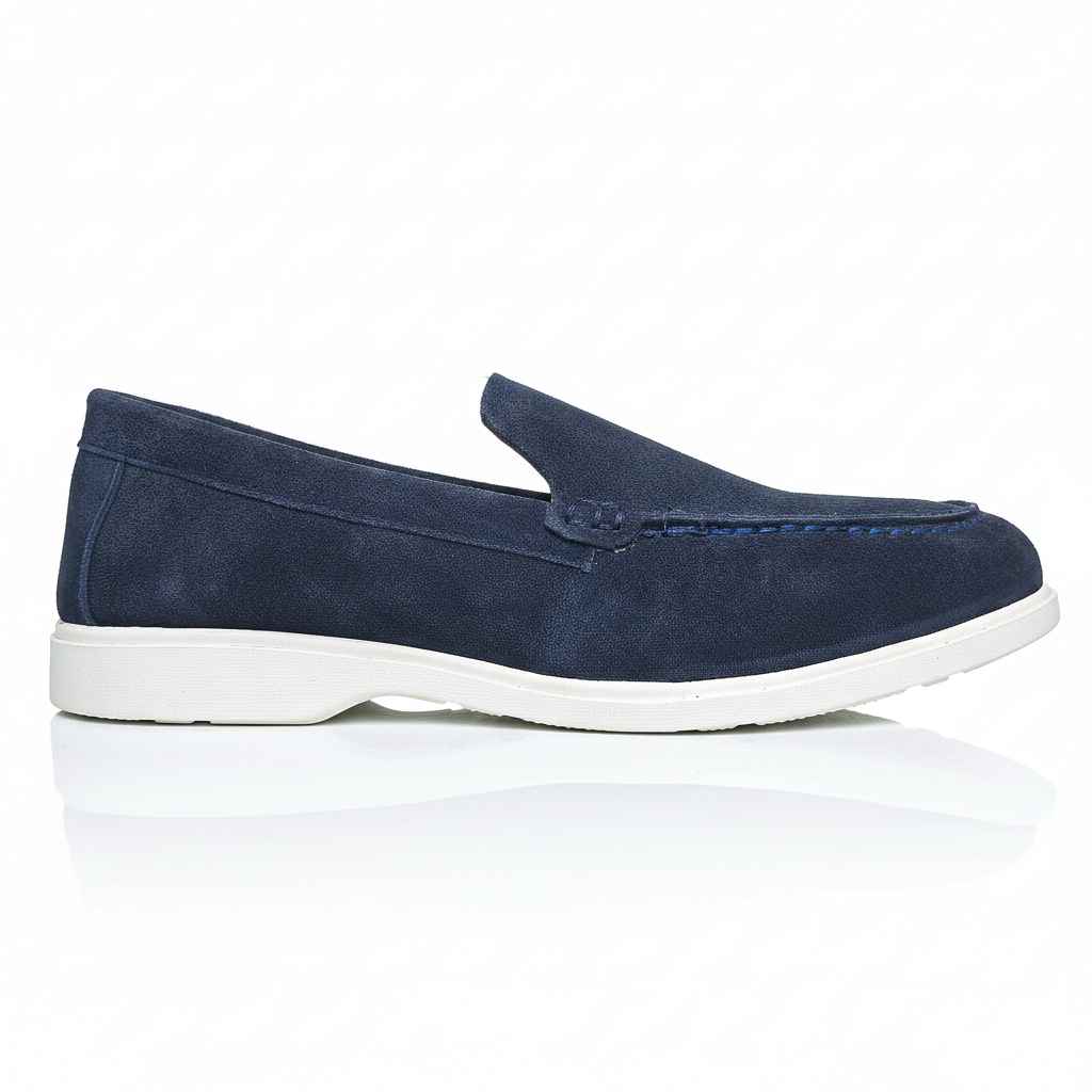 Premium Old Money Suede Loafers - Navy Blue