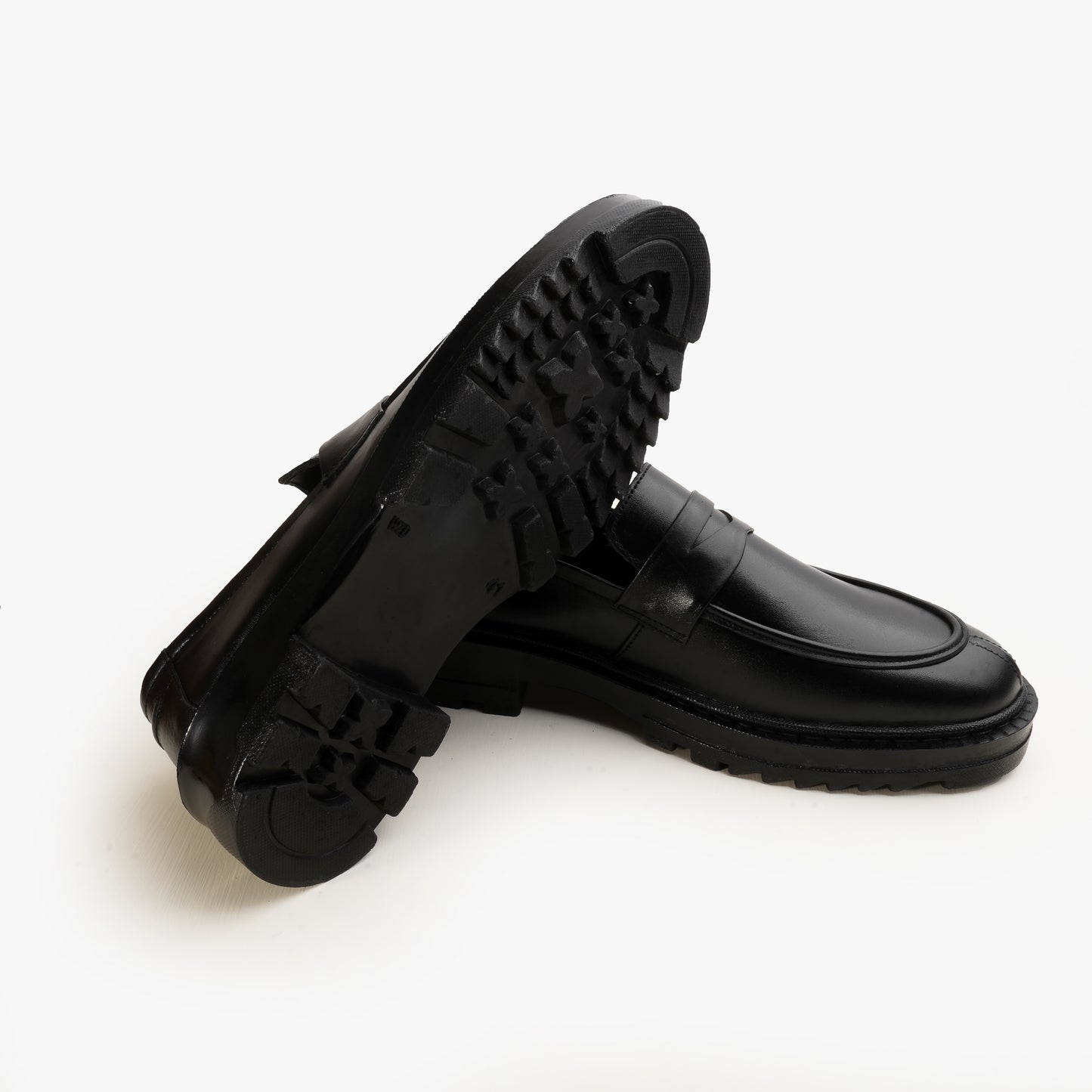 Leather Penny Chunky Loafers - BLK