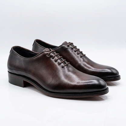 Executive Leather Whole-cut Oxfords-BRN
