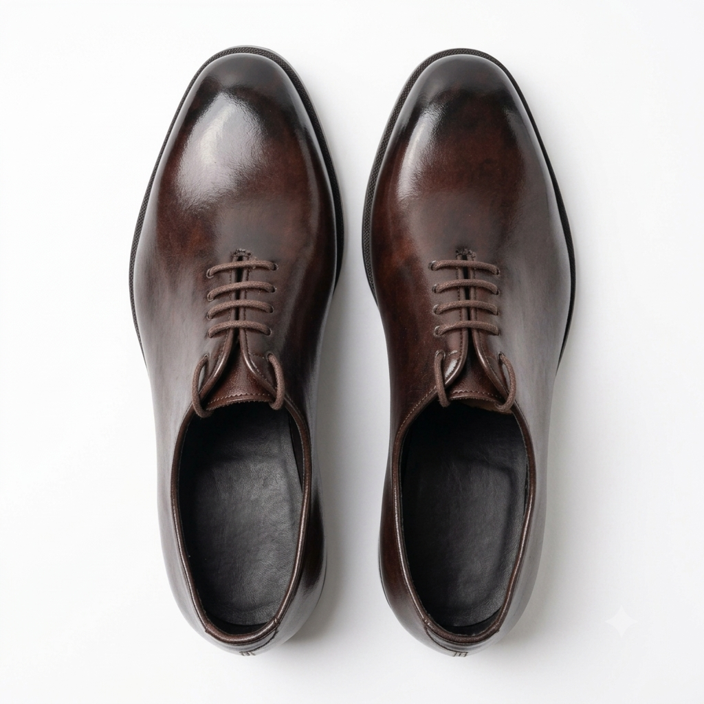 Executive Leather Whole-cut Oxfords-BRN