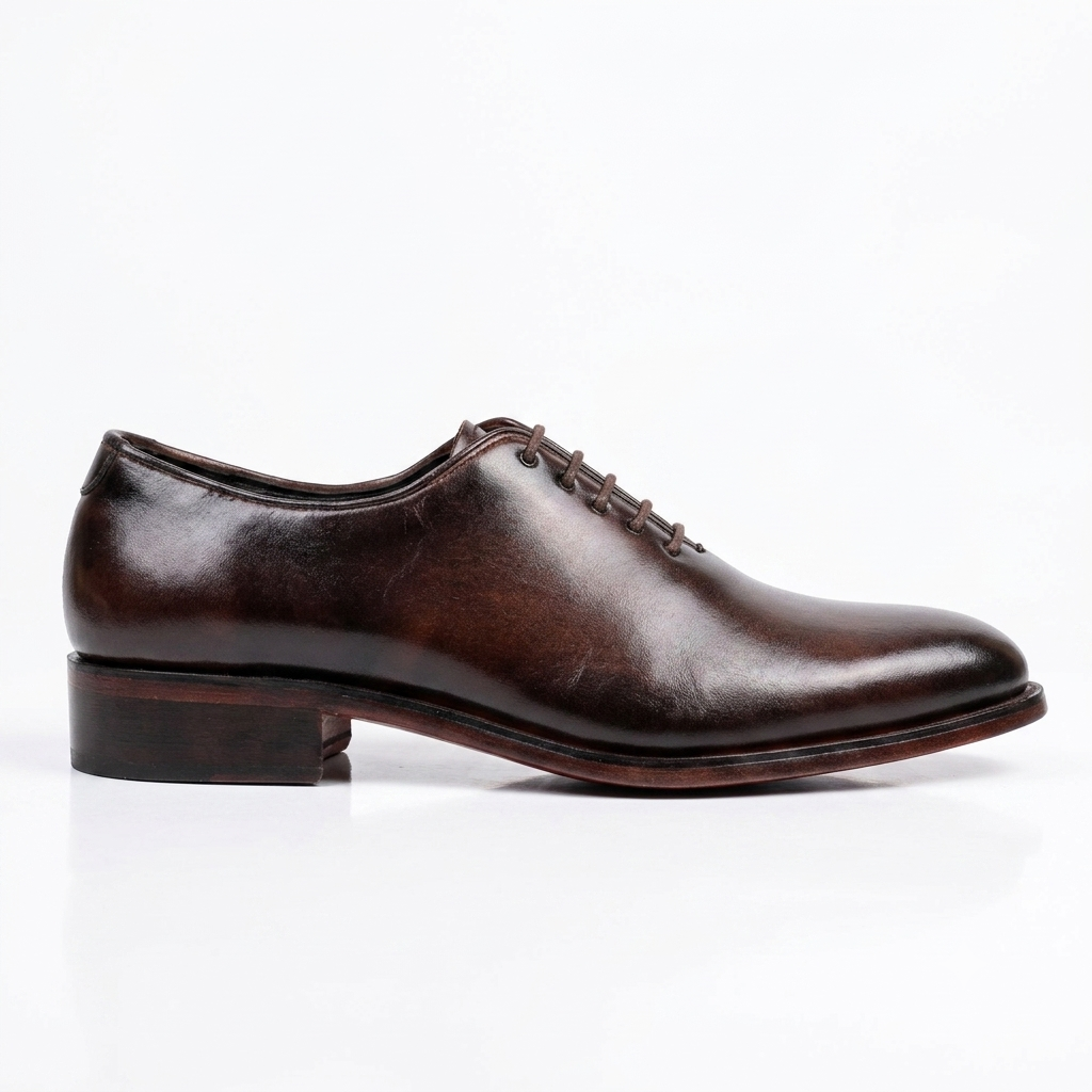 Executive Leather Whole-cut Oxfords-BRN