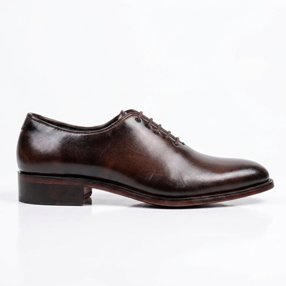 Executive Leather Whole-cut Oxfords-BRN