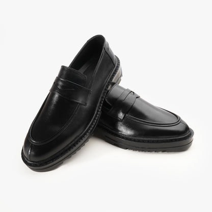 Leather Penny Chunky Loafers - BLK