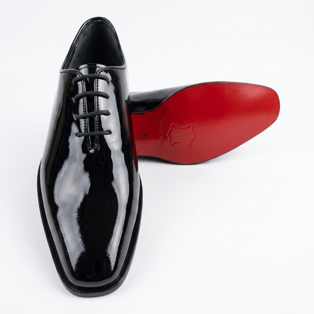 Patent Leather Whole-Cut Oxfords - BLK
