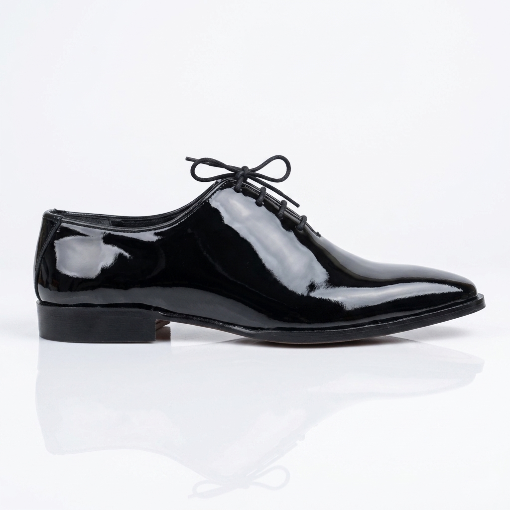 Patent Leather Whole-Cut Oxfords - BLK