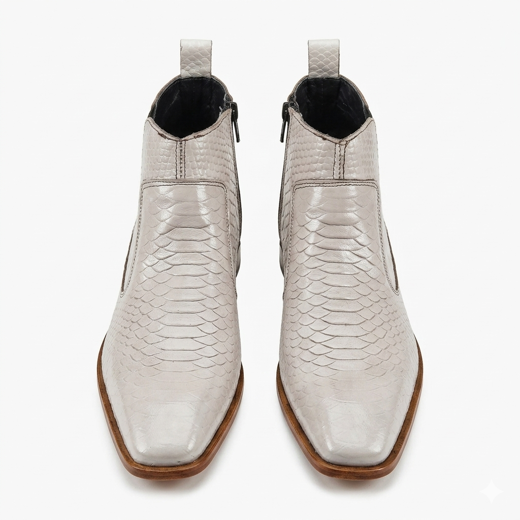 Python Skin Italian Chelsea - Off-White
