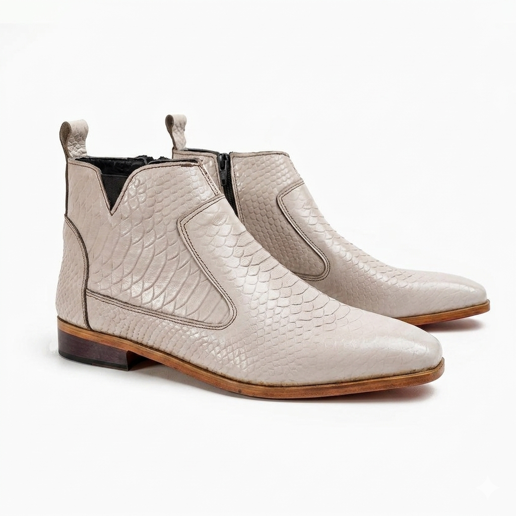 Python Skin Italian Chelsea - Off-White