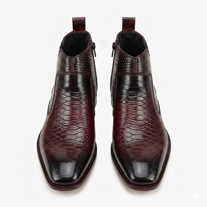 Python Skin Italian Chelsea - Burgundy