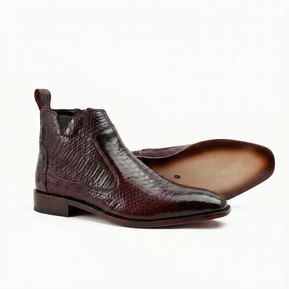 Python Skin Italian Chelsea - Burgundy