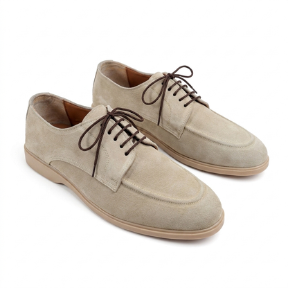 Leather Derby Shoes - Beige