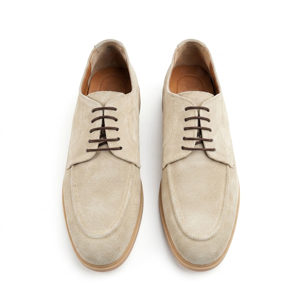 Leather Derby Shoes - Beige