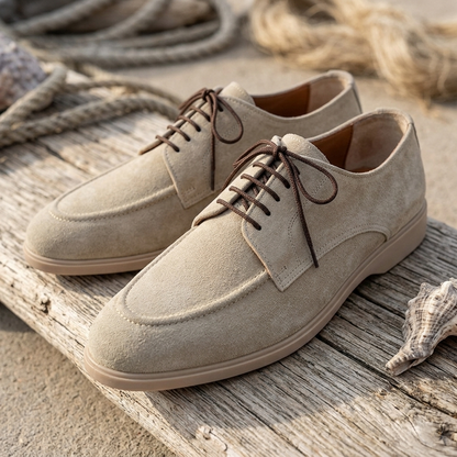 Leather Derby Shoes - Beige