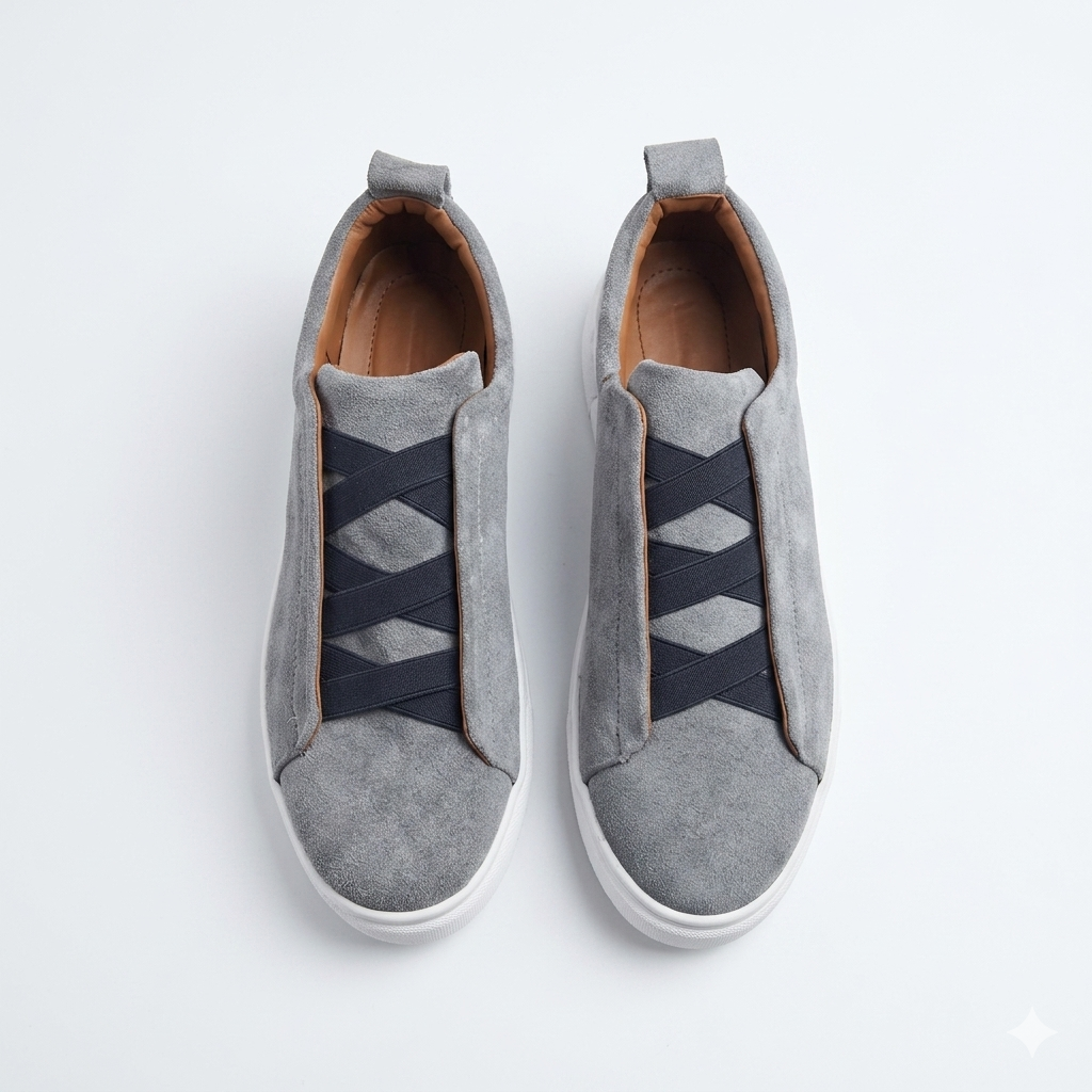 Leather Sneakers - Grey