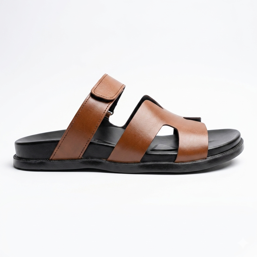 Leather Medicated Slippers - BRN