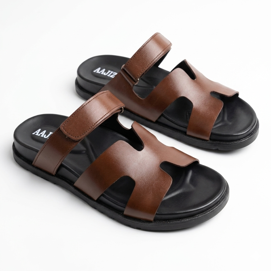 Leather Medicated Slippers - BRN
