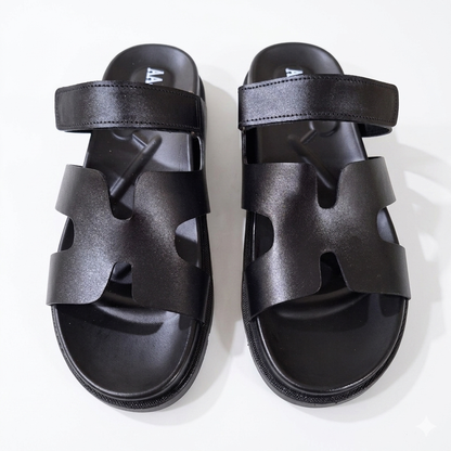 Leather Medicated Slippers - BLK