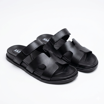 Leather Medicated Slippers - BLK