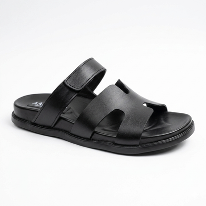 Leather Medicated Slippers - BLK