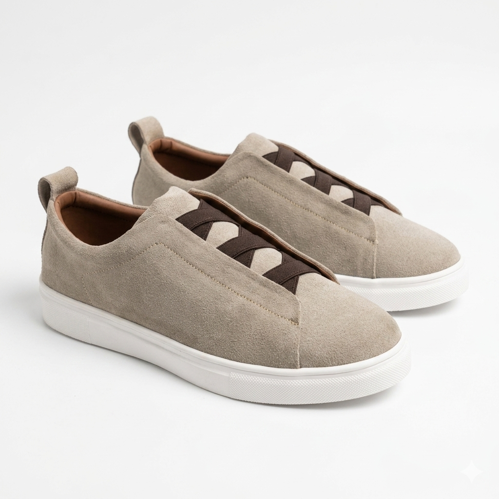 Leather Sneakers - Beige