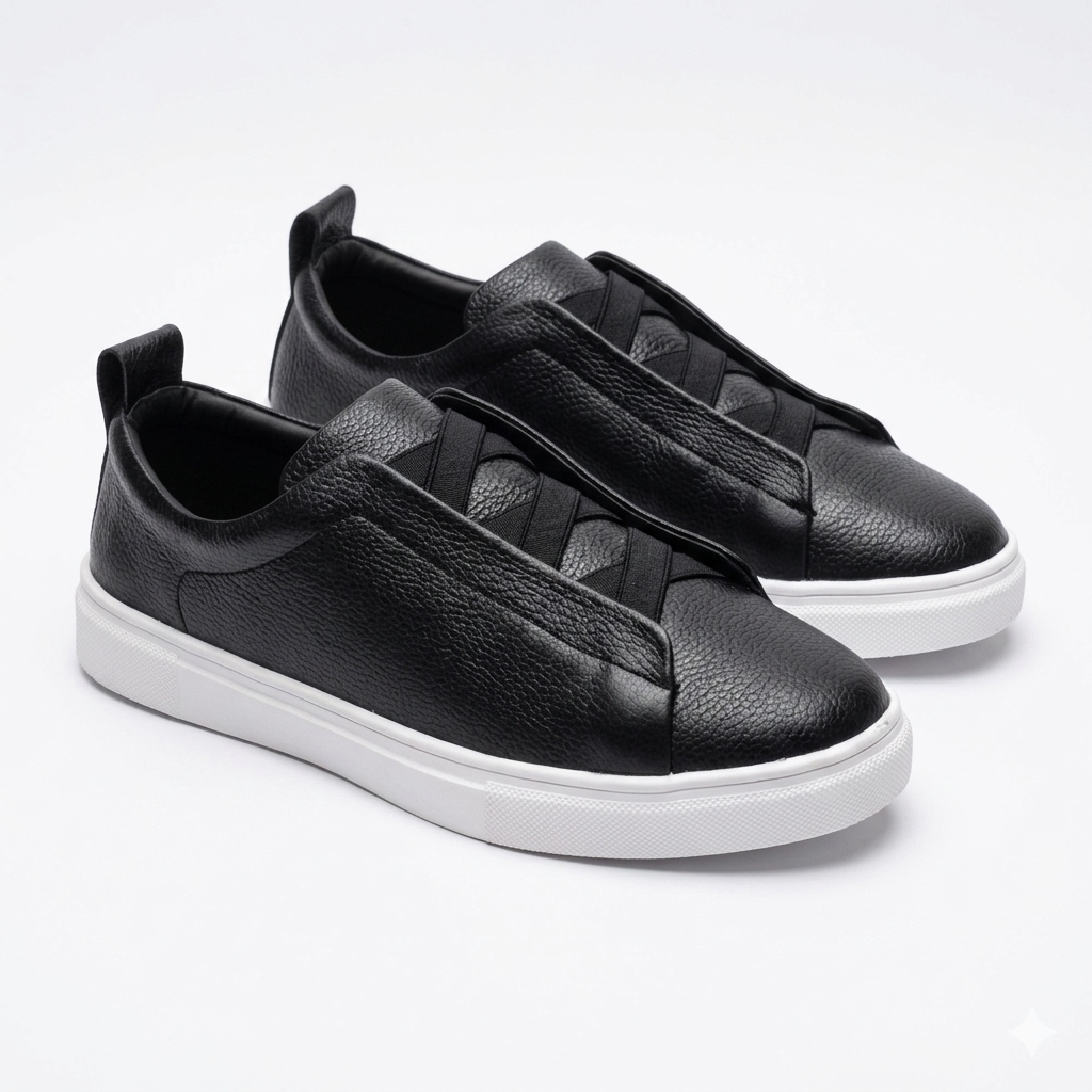 Leather Sneakers - Black