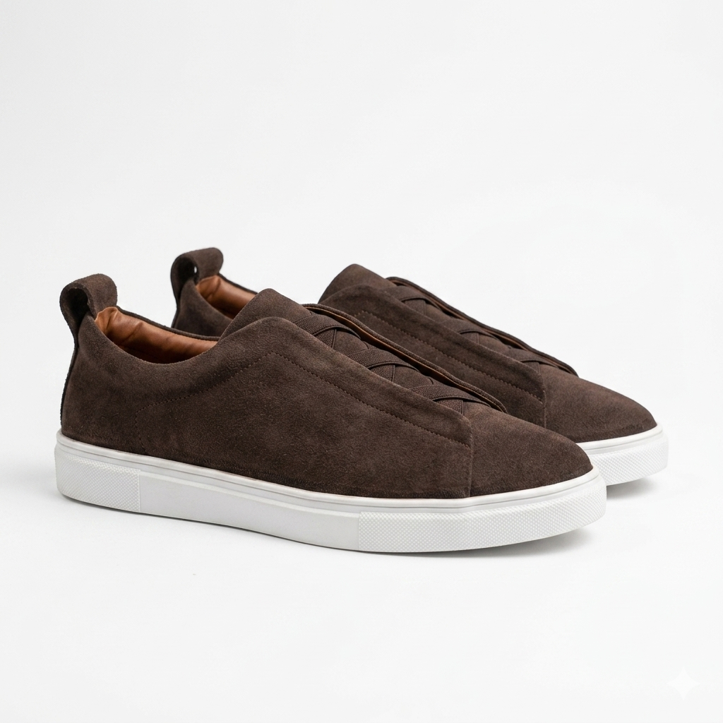 Leather Sneakers - Brown