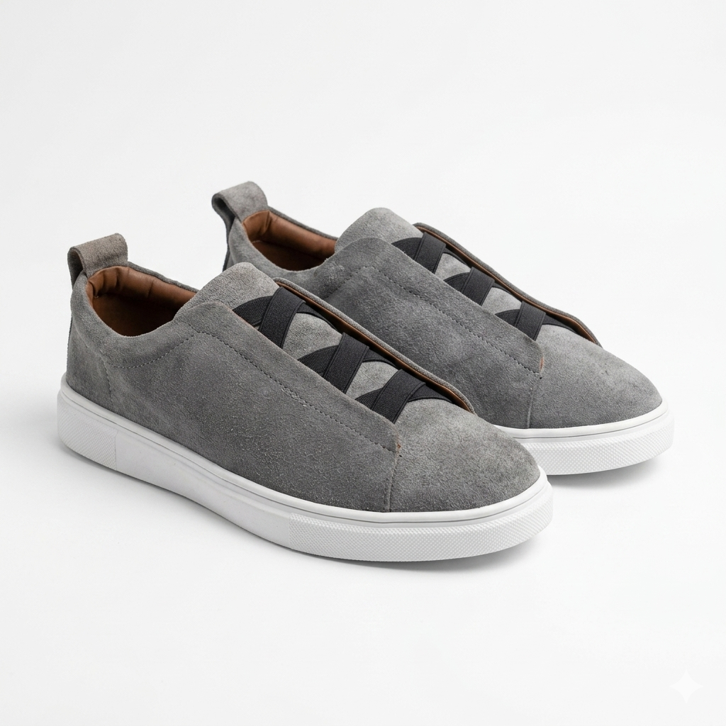 Leather Sneakers - Grey