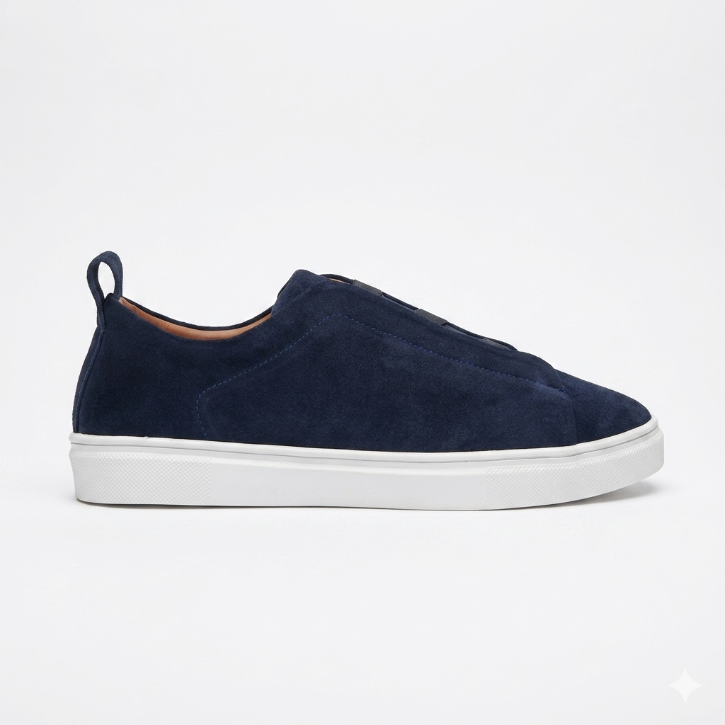 Leather Sneakers -  Navy