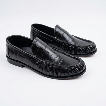 Leather Vintage Penny Loafers - Black