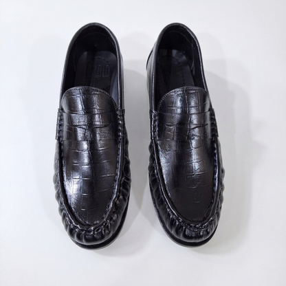 Leather Vintage Penny Loafers - Black