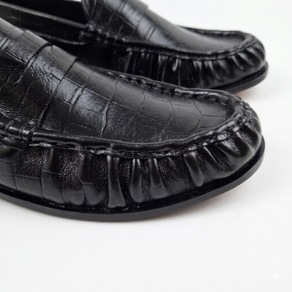 Leather Vintage Penny Loafers - Black