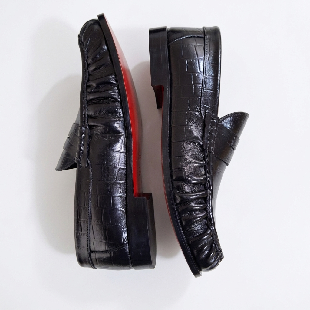 Leather Vintage Penny Loafers - Black