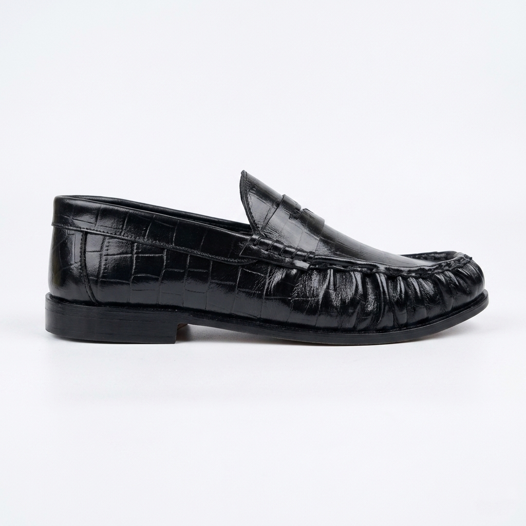 Leather Vintage Penny Loafers - Black