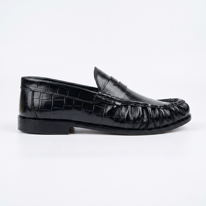 Leather Vintage Penny Loafers - Black