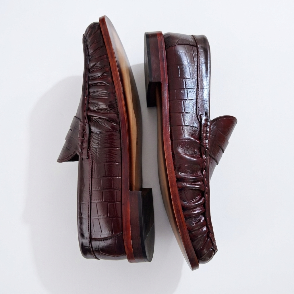 Leather Vintage Penny Loafers - Burgundy