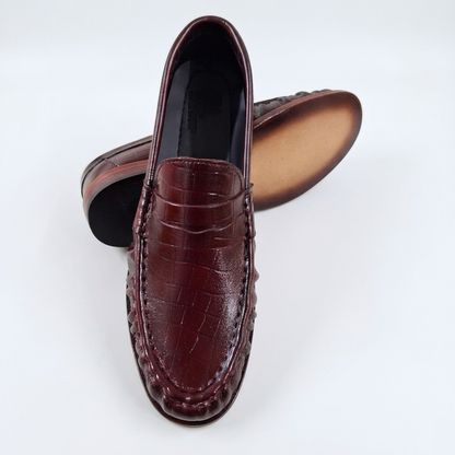 Leather Vintage Penny Loafers - Burgundy