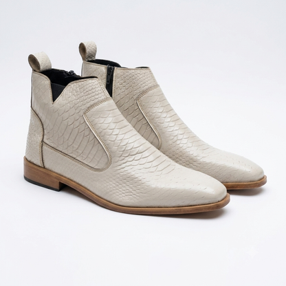 Python Skin Italian Chelsea - Off-White