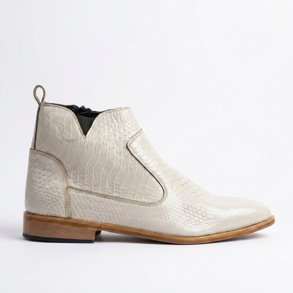 Python Skin Italian Chelsea - Off-White