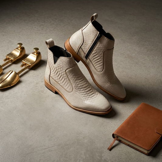 Python Skin Italian Chelsea - Off-White