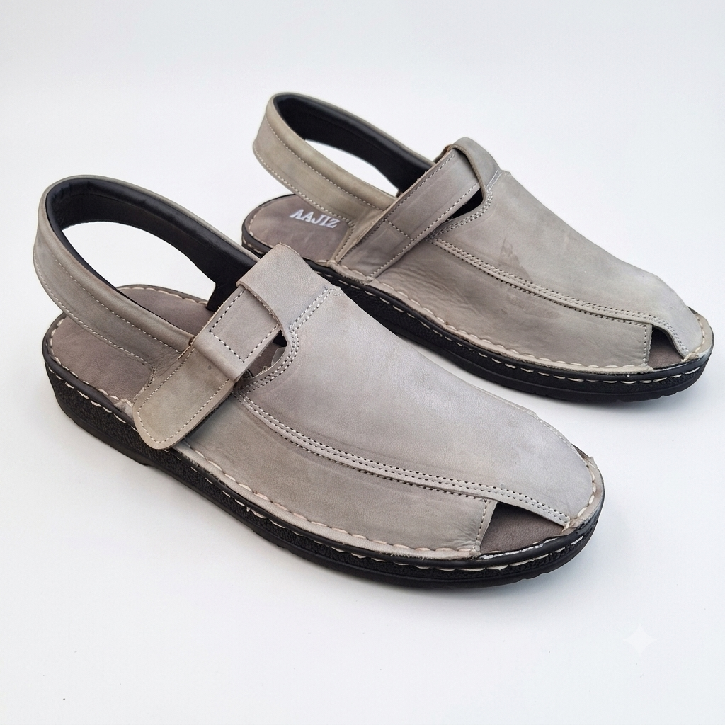 Nubuck Leather Sandals - Grey