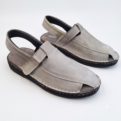 Nubuck Leather Sandals - Grey