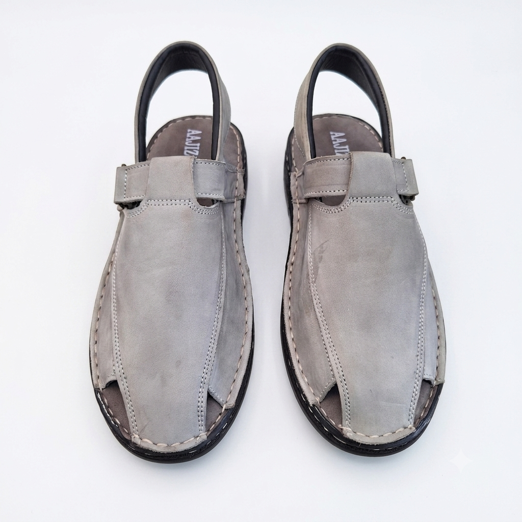 Nubuck Leather Sandals - Grey