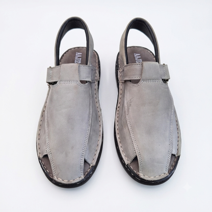 Nubuck Leather Sandals - Grey