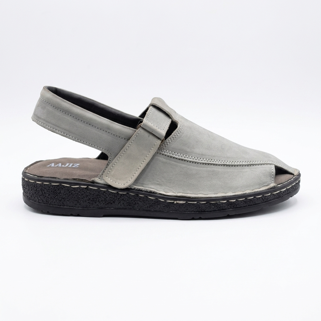 Nubuck Leather Sandals - Grey