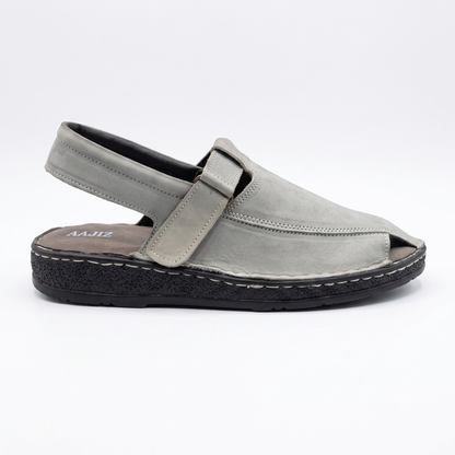 Nubuck Leather Sandals - Grey