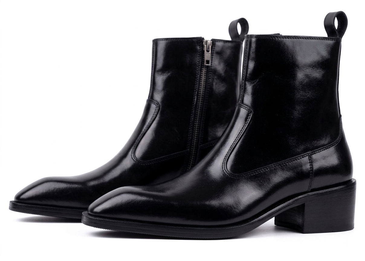 Executive Leather Italian Boots - BLK